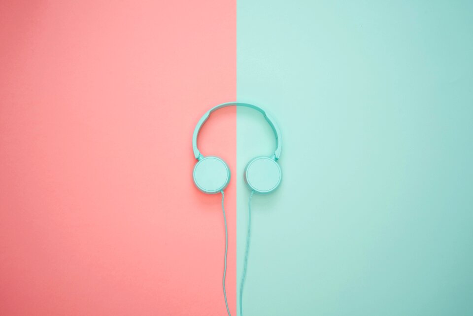 Pastel colors bright flat lay