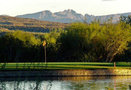 Golf green arizona mountains