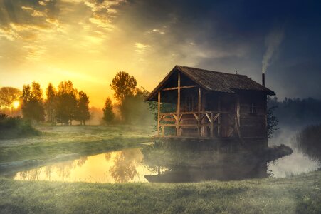 Water reflection landscape sunrise