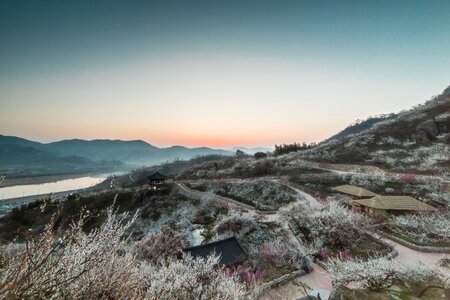 Sunrise village landscape