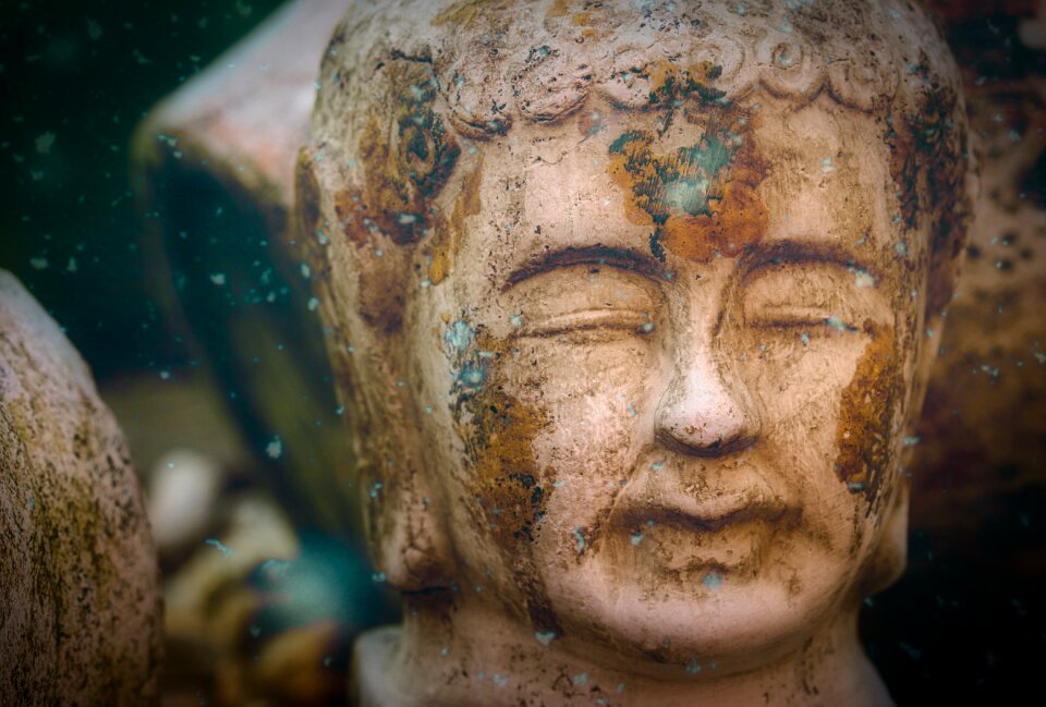 Stone figure meditation background