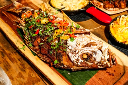 Grill grilled fish