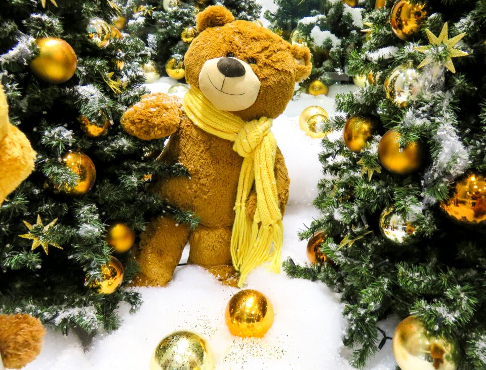 Stuffed animal teddy bear christmas tree baubles