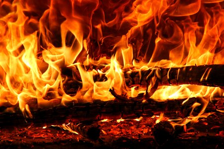 Hot glow open fire