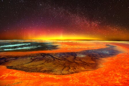 Stars sky volcano