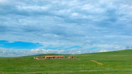 Weather green grass partly cloudy photo