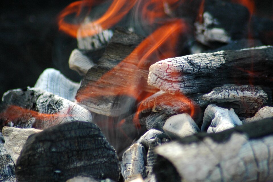 Barbecue flame burning