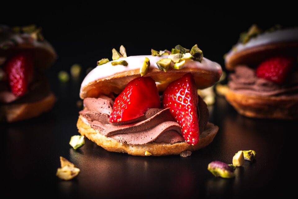 Strawberries pistachios sweet