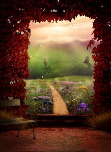 Meadow hedge waterfall