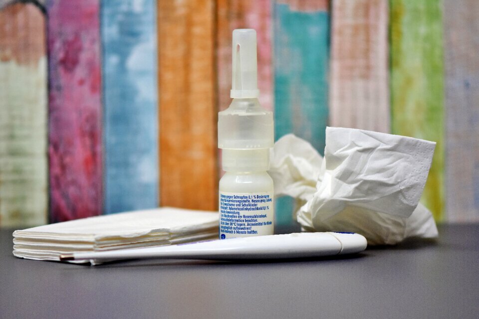Flu nasal spray handkerchief