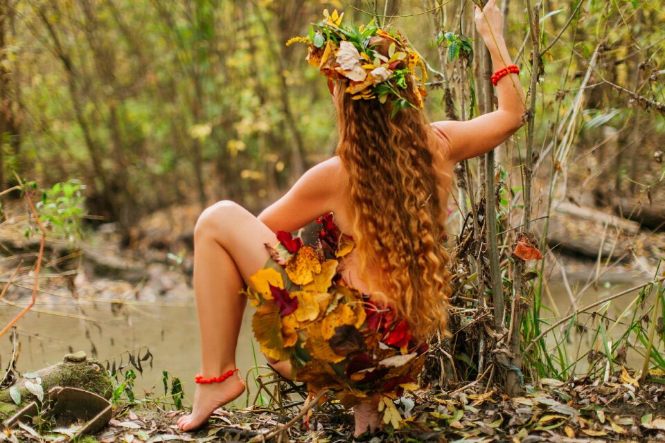Nature girl river leaves
