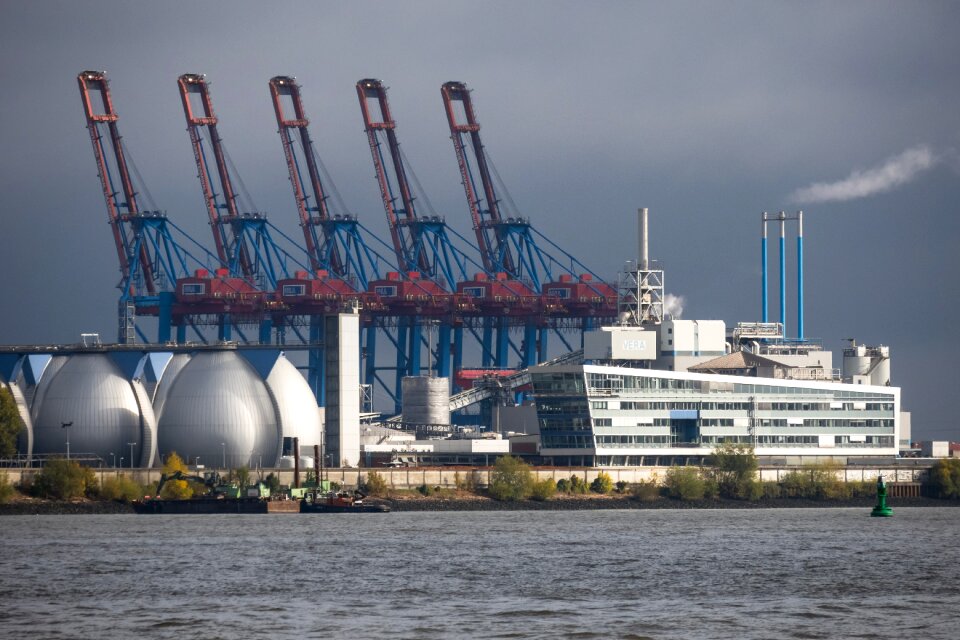 Harbour cranes cranes sewage treatment plant