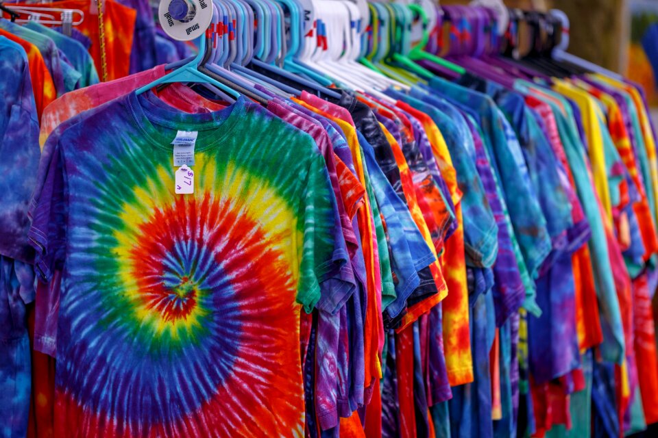 T-shirts bright colors hippy