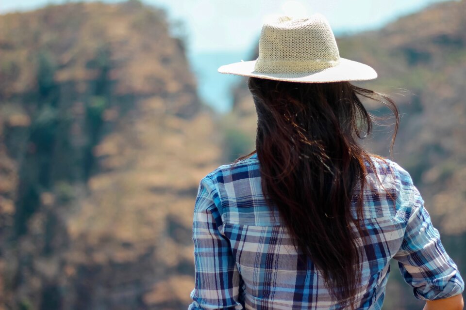 Mountain female girl thoughtful