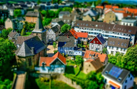 Historically miniature effect houses facades