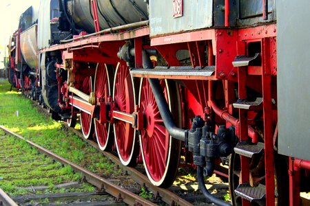 Steam locomotive railroad tracks photo