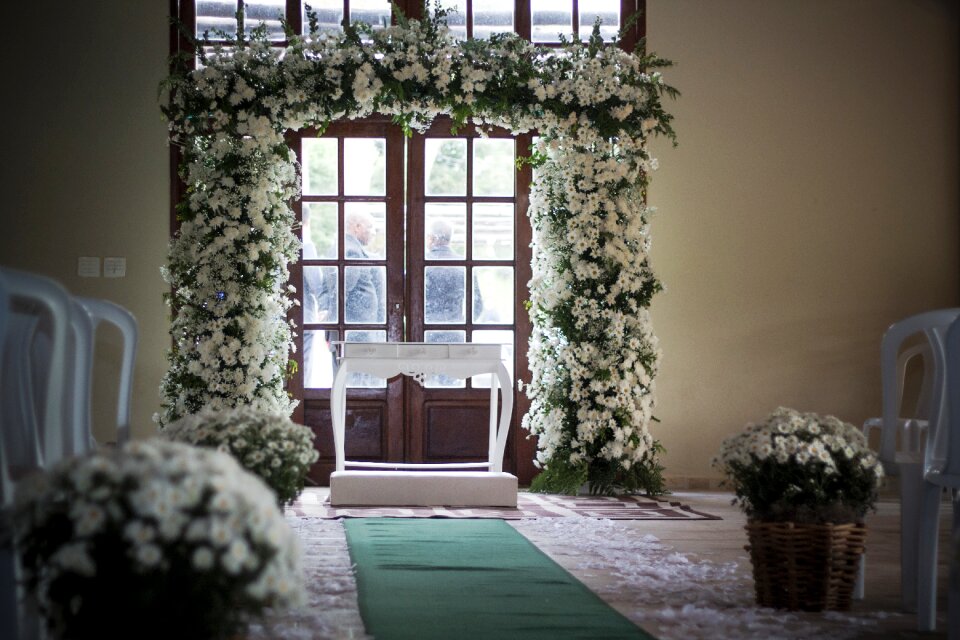 Floral wedding altar