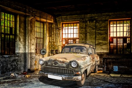 Caravan oldtimer photomontage