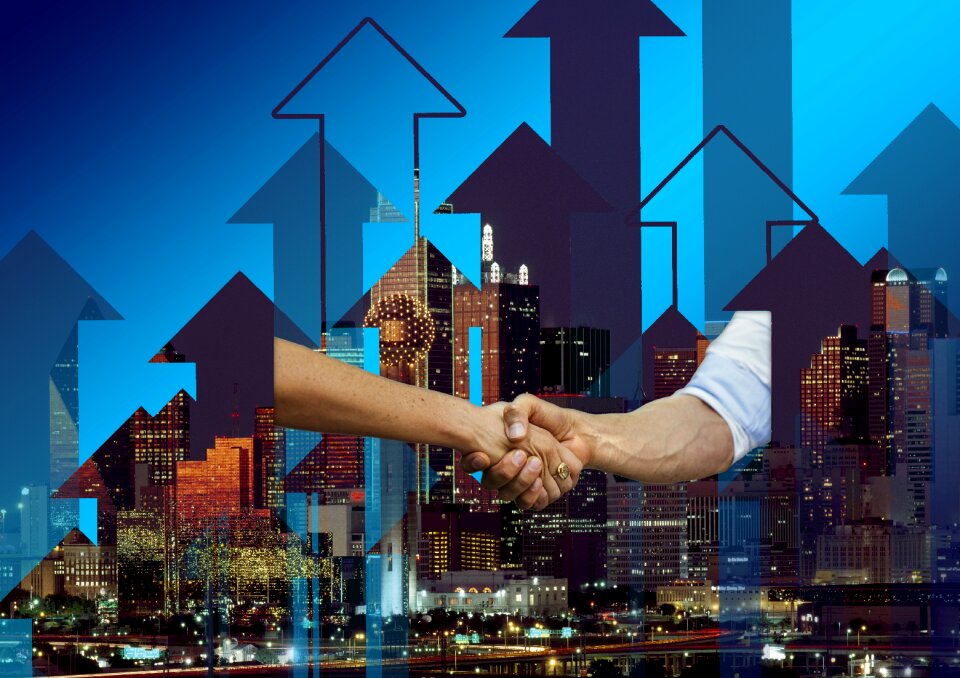 Shaking hands hand giving profit