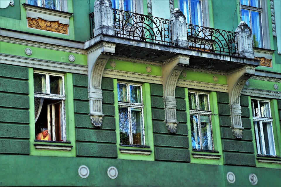 Colored townhouses the old town monument