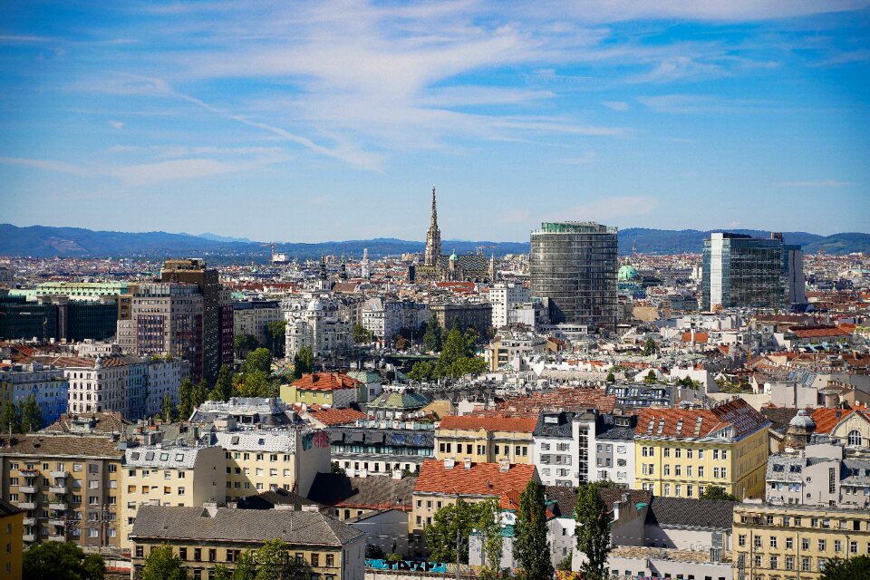 Vienna from above aerial view the centre of vienna