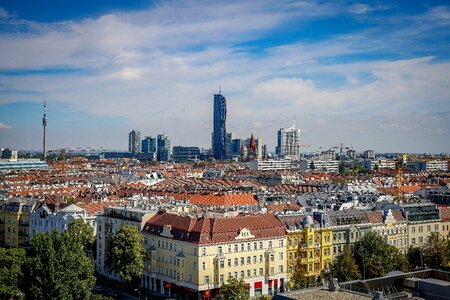 Panorama vienna from above city photo