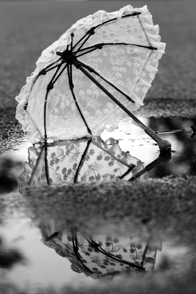 Puddle water gray umbrella