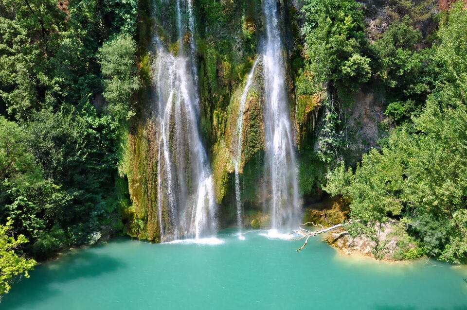 Landscape waterfall turquoise water
