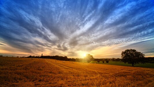 Straw landscape sunset photo