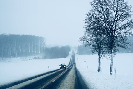 Winter traffic snowy photo