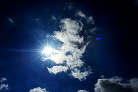 Sun rays dark blue atmosphere photo