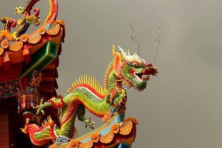 Chinese temple hualien brown dragon photo