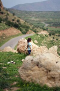 Landscape rock girl