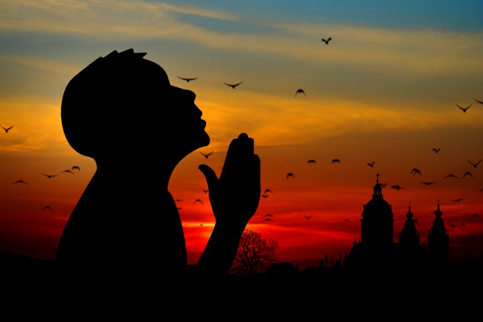Man church sunrise