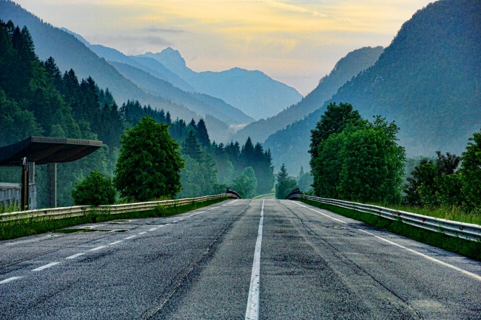 Road twilight mountains