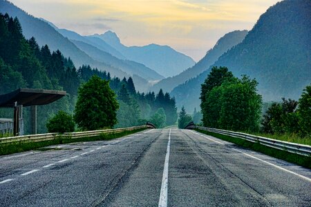 Road twilight mountains