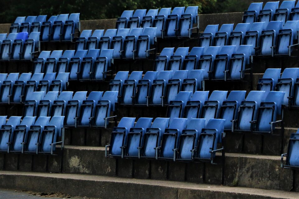 Grandstand viewers row of seats