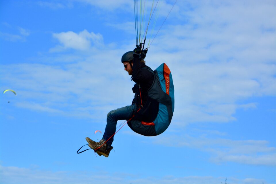 Harness seat of a paraglider pilot entertainment wind