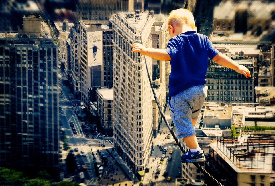 Acrobat boy first steps