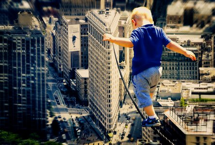 Acrobat boy first steps photo