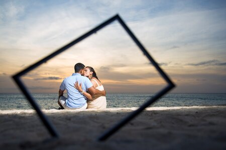 Sunset romantic sand