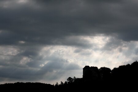 Silhouette castle forest