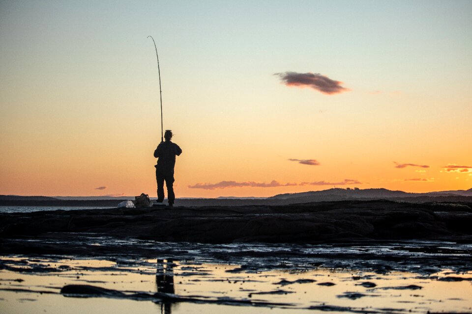 Fisherman sky water photo