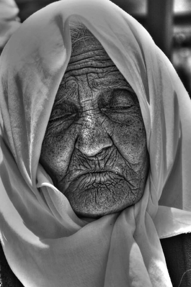 Black white portrait face
