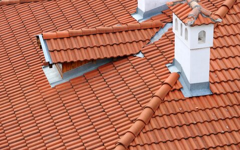 Roof tiles chimney photo