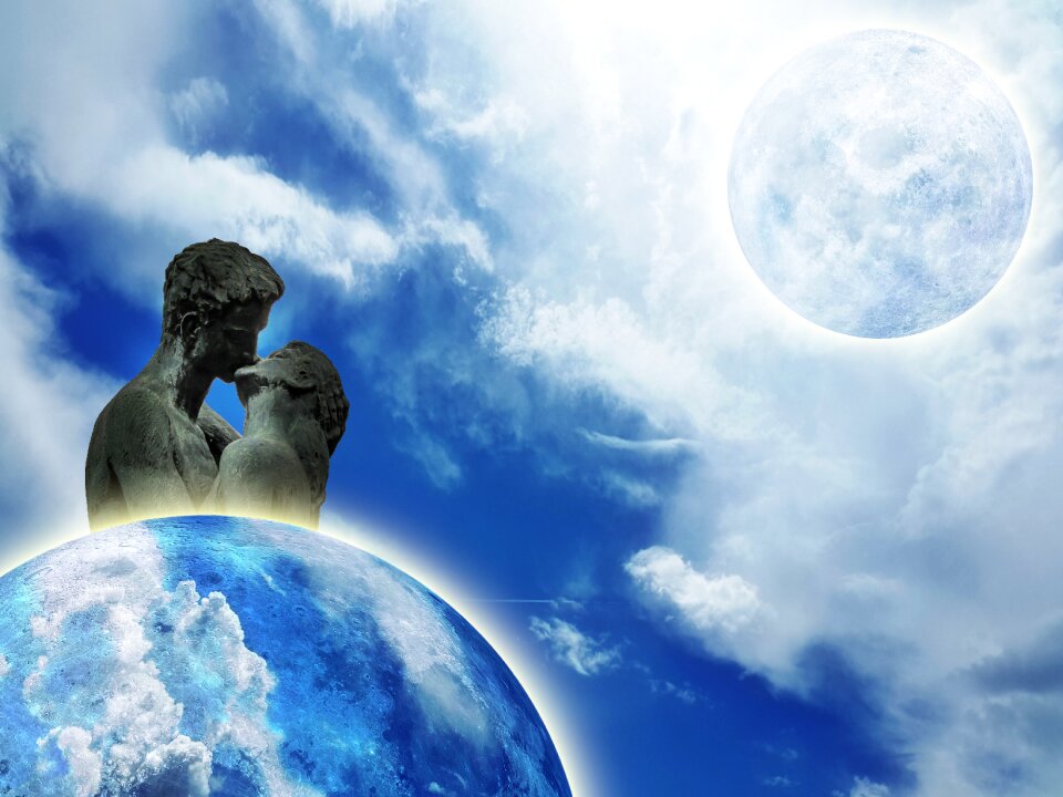 Romance moon statue