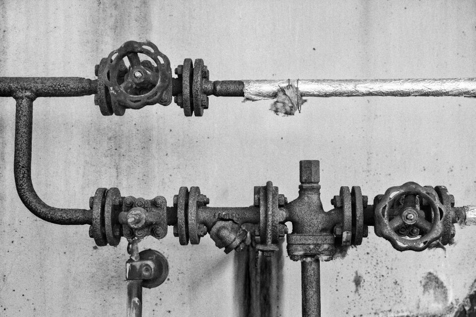 Rusty black white factory