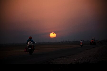 Nature bike sun set