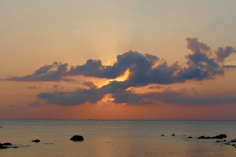 Dusk sea sun