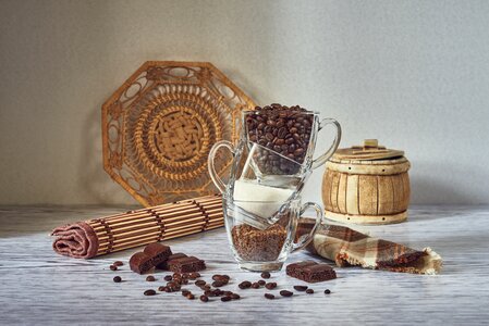 Coffee cup grains photo